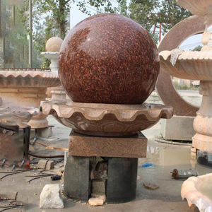 D & Z Décoration extérieure Coucher de soleil Statue en marbre rouge Boule flottante en marbre Fontaine d'eau - Product Image 4