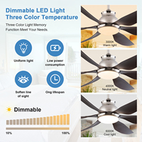 Penjualan laris kipas langit-langit Dc angin tinggi putih 66 inci 220V kipas langit-langit dalam ruangan dengan lampu Led