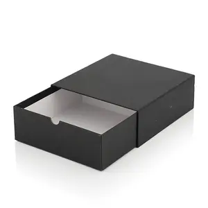 Recyclable Black Sliding Drawer Boxes Custom Cosmetic Essential Oil Perfume Bottle Gift Packaging Box With Insert