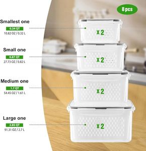 Hot Sale Microwavable Eco-Friendly Rectangle Fruit Vegetable Storage <b>Containers</b> for Fridge <b>Refrigerator</b>-Food Grade PET Carton - Product Image 2