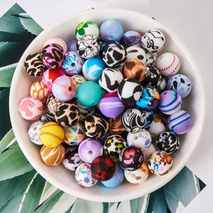 <span class=keywords><strong>452</strong></span> Colores, Cuentas de Silicona de 15 mm con Estampados de Dibujos Animados y Flores, Cuentas de Silicona Sueltas para Hacer Pulseras y Joyería DIY - Product Image 1