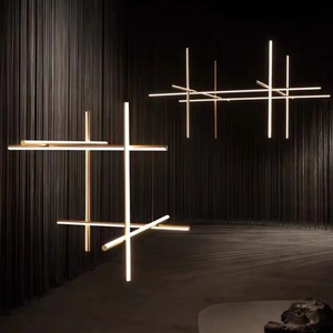 Tùy Chỉnh Hiện Đại Bắc Âu <span class=keywords><strong>LED</strong></span> Mặt Dây Chuyền Tuyến Tính Ánh Sáng Có Thể Điều Chỉnh Hình Chữ Nhật Vuông Dài Hình Học Kết Hợp Nhóm Đèn Chùm Cho Khách Sạn - Product Image 5