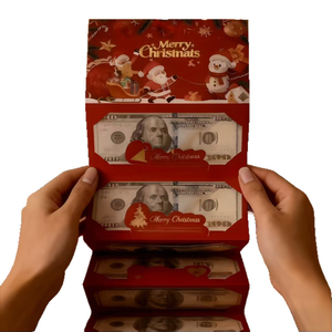 Carte de Noël 3D pop-up Père Noël en forme de dessin animé, <span class=keywords><strong>enveloppe</strong></span> rouge, taille personnalisée, écologique, recyclable, estampage à chaud DIY, qualité supérieure - Product Image 3