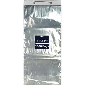 Bolsa con fuelle 11 x 14 pulgadas, LDPE de 1 mil, dispensador de fuelles, 1000 bolsas, grado alimenticio, fuelle lateral rectangular, desechable - Product Image 1