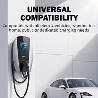 Pengisi Daya Dinding EV Smart 11KW 16A Tipe2 DLB Dynamic Load Balancing Layar Sentuh 7 Inci Kartu Gesek Kabel 5m Tahan Air IP65