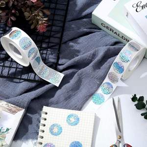 Rubbelaufkleber Wasserfeste UV-Vinyl-Sticker DIY Holographische Runde Silber-Hologramm Glitzer Langlebige Etiketten für Büro-Partyspiele - Product Image 3