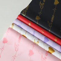 Bouquet de fleurs en plastique néon espagnol à motif cœur anglais, imperméable, recyclable, jetable, avec revêtement PE double face, vente en gros