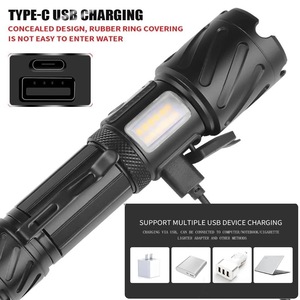 Đèn Pin Công Suất Cao XHP160 + COB Đèn Flash Màu Đỏ Đèn Pin Mạnh Mẽ Loại C Sạc Được Zoom 18650 26650 Pin XHP - Product Image 3