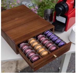 Tiroir à capsules de café en bois d'acacia personnalisé, support de rangement pour capsules <span class=keywords><strong>Nespresso</strong></span> Vertuo, plateau organisateur, support de rangement pour capsules, capacité de 40 à 60 capsules - Product Image 4