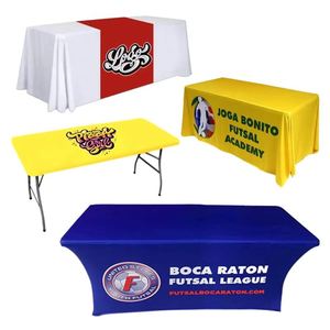 Nappe en polyester imprimée avec logo, housse ajustée de 8 pieds pour banquets, événements sportifs, décorations d'église - Product Image 3