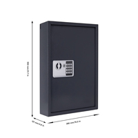 Armoire à clés numérique électronique en acier laminé à froid noir, capacité 100 clés, crochets numérotés, éclairage LED, code maître, utilisateur