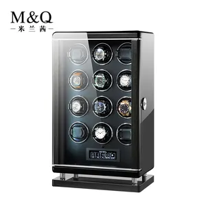 Watch Winder For Automatic Watches 12 Slots LCD Touch Screen Automatic Winding Box 12 Watches Fingerprint Unlock