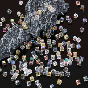 6/8mm coloré argile cristal perles de verre grand trou perceuse boule Cube facettes perles en vrac pour bijoux à bricoler soi-même faisant Bracelet - Product Image 2