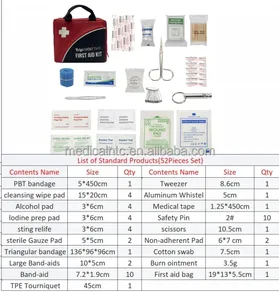 52pcs OEM survival treat medical emergency survival first aid kit kids family in nylon bag Home First aid kits