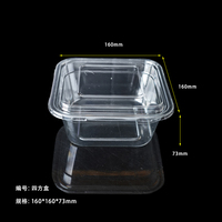 Einweg-Öko-Box aus recyceltem PET-Kunststoff für Sushi, Salat, Obst mit transparentem/schwarzem Deckel