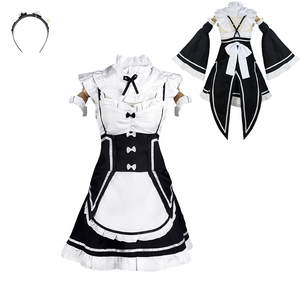 Conjunto de Disfraz de Sirvienta de Anime Sexy Negro <span class=keywords><strong>para</strong></span> Mujer, Cosplay, Actuación en Escenario, Juego de Roles, Vestido con Accesorios <span class=keywords><strong>para</strong></span> la Cabeza - Product Image 1