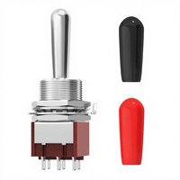 Interrupteur à bascule DPDT Fat Bat 6 broches 3 positions ON-ON-ON scellé avec grande poignée miniature pour amplificateur de guitare 6A 125V IP40 en métal