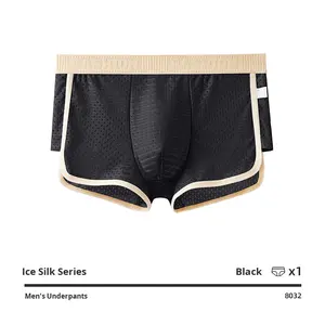 Shorts <span class=keywords><strong>de</strong></span> Boxeur pour Hommes en Soie Glacée Respirante et Confortable à Séchage Rapide, Taille Mi-Haute, Logo, <span class=keywords><strong>Sous</strong></span>-Vêtements Décontractés, Vente Directe d'Usine - Product Image 6