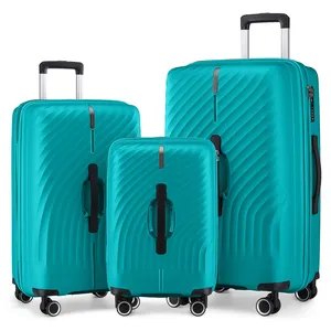 Stock luggage sets 3 piece sets PP spinner suitcase Built in TSA LOCK 20 25 29 inch