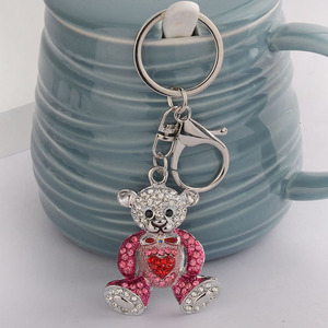 Porte-clés Ours Mignon en Strass Métal Électroplaqué, Petit et Léger, Breloque de Sac à Main, Tirette de Fermeture Éclair - Product Image 5