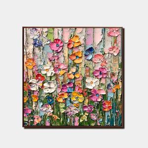 Peinture florale texturée Candy Bloom sur toile, grande œuvre d'art minimaliste faite à la main pour hôtel, décoration intérieure - Product Image 6