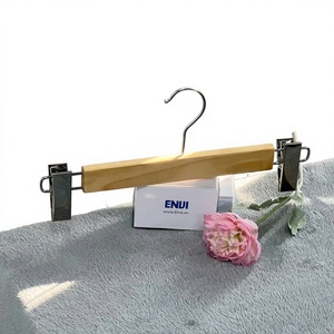 Premium Wooden Pants Hanger with Adjustable Iron Clips Custom Logo Vietnam Factory Wholesale Wood Trouser Hanger - Product Image 1