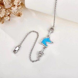 Bracelet de cheval pour femme en argent sterling 925 avec mèche en opale plaqué rhodium pour les cadeaux de bijoux de fête - Product Image 3