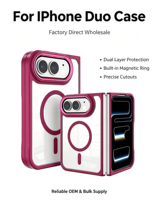 Étui pliable anti-rayures avec anneau magnétique transparent et protection d'angle pour caméra, compatible avec iPhone DUO Fold