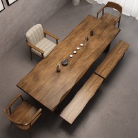 Meubles de Maison Table en Dalle de Pin en Bois Massif Table en Dalle à Bord Vivant