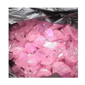 wholesale natural clear crystal raw rough stone healing electroplate rose angel aura quartz