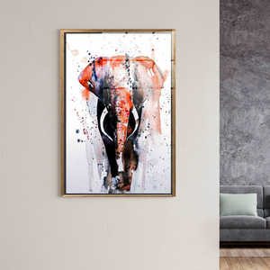 Elegant Tempered Glass Elephant <b>Canvas</b>: Modern Animal Print Art,GOLD <b>FRAMED</b> <b>CANVAS</b> - Product Image 2