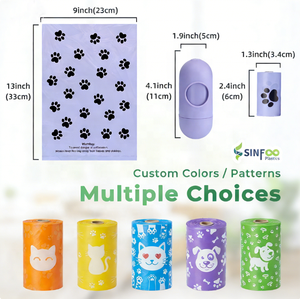 Rollos de Bolsas para Excremento de <span class=keywords><strong>Perro</strong></span> Impresas Personalizadas, Color Morado, Desechables, Control de Olores, Aroma a Jazmín, Gruesas, Ecológicas - Product Image 3