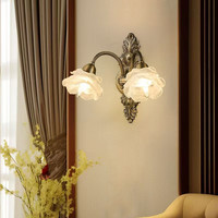 Lampe murale fleur de luxe lumière rétro française pour salon salle de bain chambre lampe de chevet phare miroir médiéval
