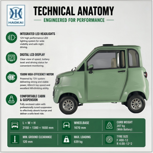 Scooter/Quadricycle Électrique Entièrement Fermé à 4 Roues 1500W 72V 58AH Batterie au Plomb 42km/h Autonomie <100km Utilisation <span class=keywords><strong>Adulte</strong></span> Avant - Product Image 2