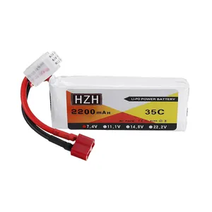 מותאם אישית 2200mah 7.4v 35c שיעור גבוה סוללה נטענת ליפו דגם דגם הספינה