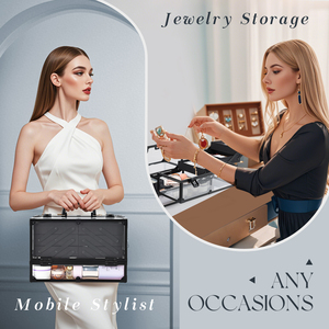 Portable Clear Acrylic <b>Makeup</b> Case Travel Beauty Artist Suitcase Transparent Cosmetic Train Case Large Make up <b>Box</b> with Trays - Product Image 5