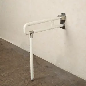 Barras de agarre plegables para baño, suelo montado en la pared, para discapacitados con pata de soporte