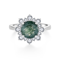 Bague de mariage personnalisée élégante et sophistiquée inspirée de la forêt, en agate mousse verte naturelle, pour femme, à porter au quotidien