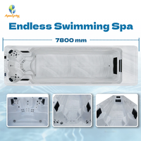 Piscina Moderna Infinita con Spa, Jacuzzi Exterior de Acrílico con Sistema Balboa y Turbina, Piscina Elevada para Jardín de Hotel