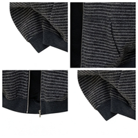 Veste à capuche ample et décontractée pour femme, gris à fines rayures, coupe oversize, épaules tombantes, fermeture éclair, idéale printemps-automne