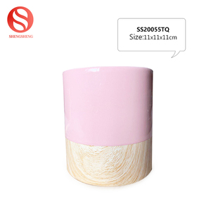 De alta calidad de imitación de madera cerámica <span class=keywords><strong>Rosa</strong></span> redondo pequeño suculentas maceta pote de flor - Product Image 2