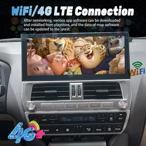 360 Carplay 12.3 "안드로이드 13 8GB + 256GB 자동차 DVD 플레이어 GPS 와이파이 블루투스 라디오 토요타 랜드 크루저 프라도 150 2018 - 2020