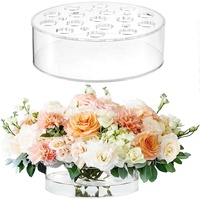 Grands vases à fleurs en acrylique transparent avec 21 trous, vase rond court pour centre de table, décoration de mariage, anniversaire, décoration de la maison