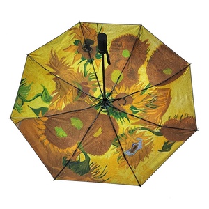 Parapluie de voyage compact entièrement automatique coupe-vent en pongé, motif Tournesols de <span class=keywords><strong>Vincent</strong></span> Van Gogh, baleines en fibre de verre, pour hommes et femmes, cadeau d'affaires - Product Image 3