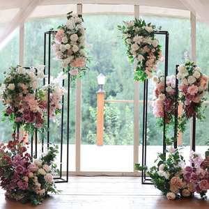 DDF001 Soporte de marco floral para boda con arreglo floral artificial, conjunto de fondo floral rectangular para escenario de ceremonia de boda - Product Image 3