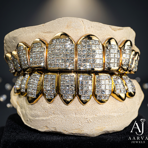 เครื่องประดับฟันแบบกริลล์ชุบทองประดับเพชรเม็ดเล็กสั่งทำพิเศษจาก Aarva Jewels สไตล์ฮิปฮอปสำหรับทุกเพศ - Product Image 1
