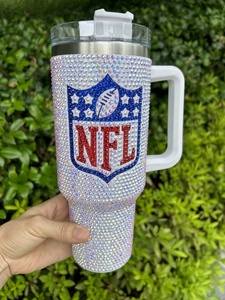 Vasos deportivos con tapas de 40oz de acero inoxidable personalizados para equipos de fútbol Texans Cowboys con diamantes de imitación KC Chiefs - Product Image 4