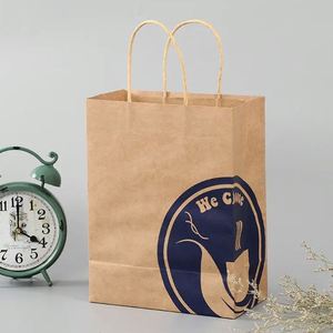 Sacs en papier kraft brun personnalisés avec poignées pour la livraison à emporter, pour les cafés, les restaurants, les plats à emporter, y compris la pizza, avec logo - Product Image 2