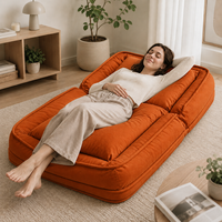 Canapé-lit moderne minimaliste compressible avec cadre métallique, inclinable, avec rangement, pliable, en tissu velours côtelé, pour petits espaces, hôtel