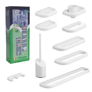 Kit de Accesorios de Baño Luca, Juego de 9 Piezas Blancas para Almacenamiento en Bañera y Ducha - Product Image 2